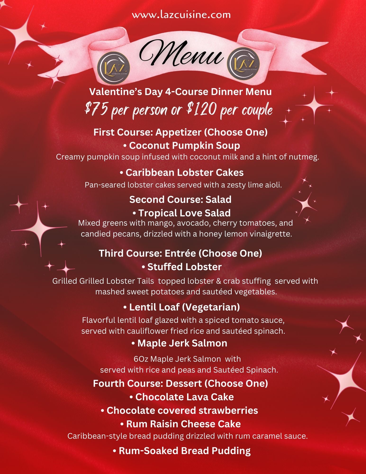 Valentine's Day 4-Course Dinner Menu